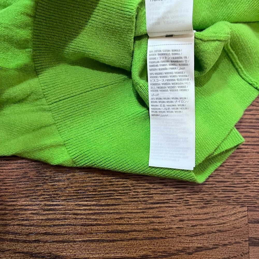 y2k vintage hollister bright green knit v neck sweater large - Picture 7 of 8